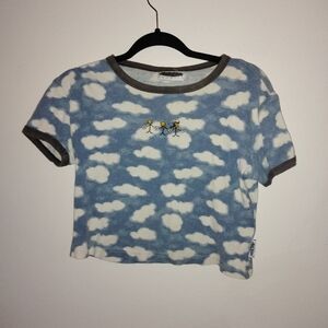 Next Era Blue and White Cloud Crop Top